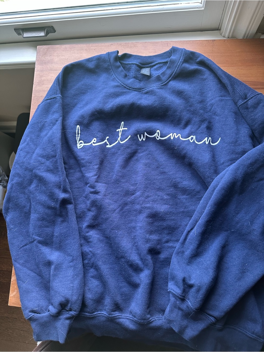 Best Woman Navy Crewneck Sweatshirt
